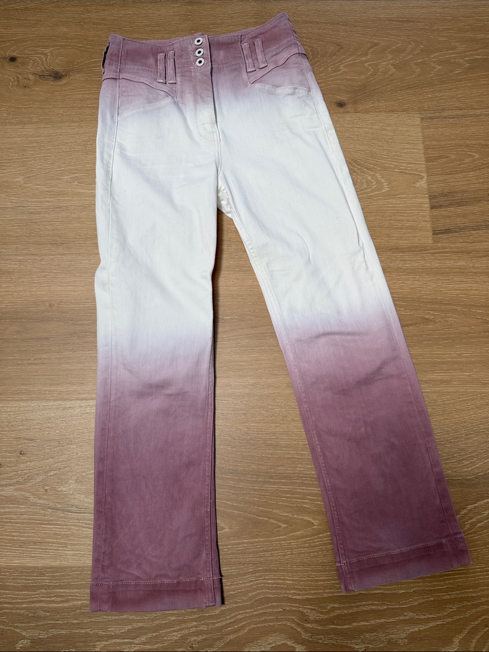 Anthropologie Ombre Pink and White Jeans